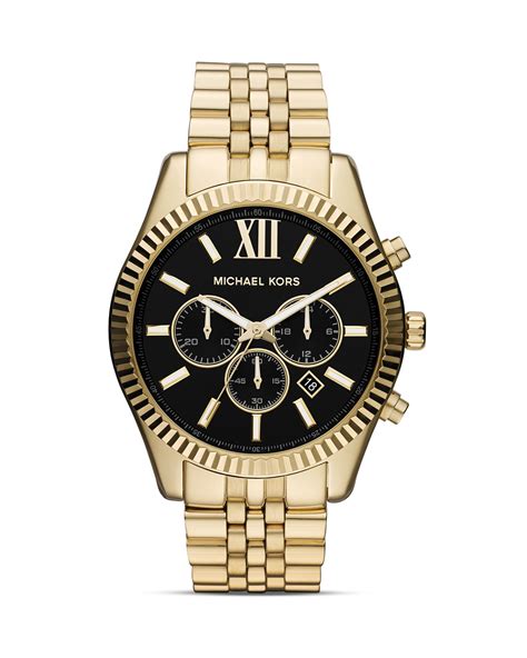 michael kors lexington chronograph black dial gold-tone mens watch|Michael Kors lexington watch mk8344.